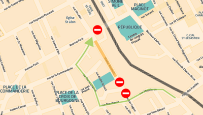 Plan de circulation : le viaduc Kennedy sera fermé à la circulation, la rue de la Commanderie sera ouverte à la circulation uniquement sur le tronçon allant de la rue Pierre Chalnot vers la rue Saint-Léon.